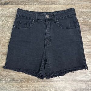 BDG High Rise Black Denim Cutoff Shorts Size 28 Frayed Hem